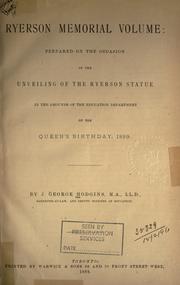 Front cover of Ryerson memorial volume by J. George Hodgins