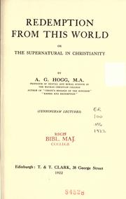 Cover of Redemption from this world by Alfred George Hogg