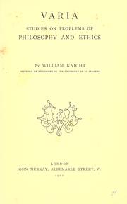 Cover of Varia by William Angus Knight