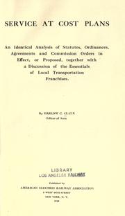 Front cover of Service at cost plans by Harlow C. Clark