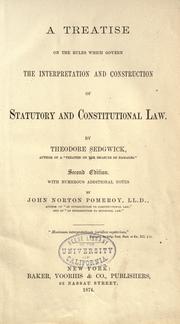 Cover of A treatise on the rules which govern the interpretation and construction of statutory and constitutional law by Sedgwick, Theodore