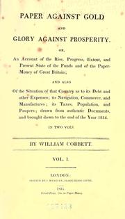 Front cover of Paper against gold and glory against prosperity by William Cobbett