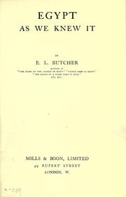 Front cover of Egypt as we knew it by E. L. Butcher
