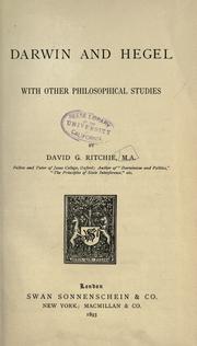Cover of Darwin and Hegel by David George Ritchie
