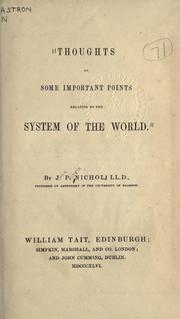 Cover of Thoughts on some important points relating to the System of the world by John Pringle Nichol