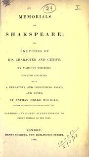 Front cover of Memorials of Shakspeare by Nathan Drake