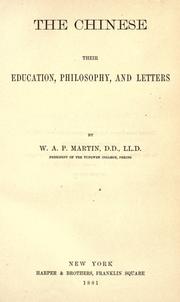 Cover of The Chinese by W. A. P. Martin