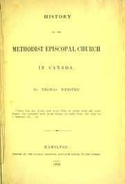Front cover of History of the Methodist Episcopal Church in Canada by Webster, Thomas
