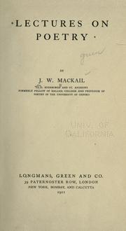 Cover of Lectures on poetry by J. W. Mackail