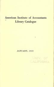 Front cover of ... Library catalogue by American Institute of Accountants. Library.