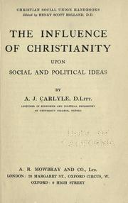 Cover of The influence of Christianity upon social and political ideas by Alexander James Carlyle