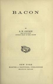 Cover of Bacon by Richard William Church