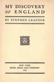 Front cover of My discovery of England by Stephen Leacock