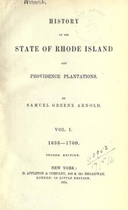 Front cover of History of the state of Rhode Island & Providence plantations by Samuel Greene Arnold