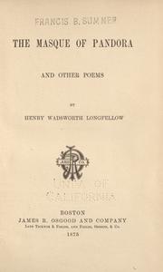 Front cover of The masque of Pandora by Henry Wadsworth Longfellow