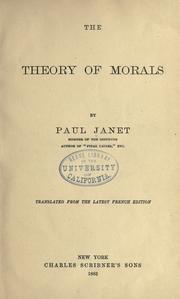 Front cover of The theory of morals by Janet, Paul