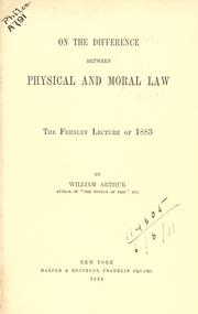 Cover of On the difference between physical and moral law by Arthur, William
