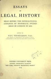 Front cover of Essays in legal history read before the International Congress of Historical Studies, held in London in 1913 by International Congress of Historical Sciences (4th 1913 London, England)