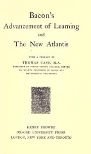 Cover of Advancement of learning, and The new Atlantis by Francis Bacon
