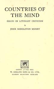 Front cover of Countries of the mind by John Middleton Murry