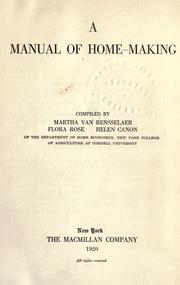 Front cover of A manual of home-making by Van Rensselaer, Martha