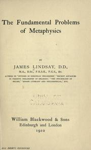 Front cover of The fundamental problems of metaphysics by Lindsay, James