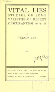 Cover of Vital lies by Vernon Lee
