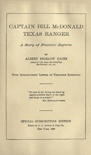 Cover of Captain Bill McDonald, Texas ranger by Albert Bigelow Paine