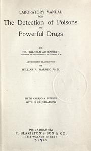 Front cover of Laboratory manual for the detection of poisons and powerful drugs by Wilhelm Autenrieth