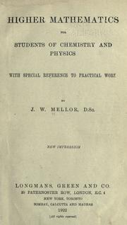 Cover of Higher mathematics for students of chemistry and physics by Mellor, Joseph William