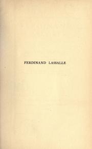 Cover of Ferdinand Lassalle by Georg Morris Cohen Brandes