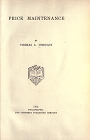 Cover of Price maintenance by Thomas A. Fernley