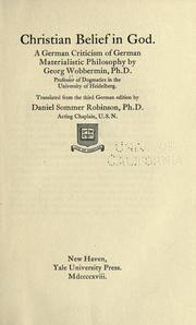 Front cover of Christian belief in God by George Wobbermin