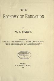 Front cover of The economy of education by William A. Sturdy