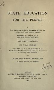 Front cover of State education for the people by William Wilson Hunter