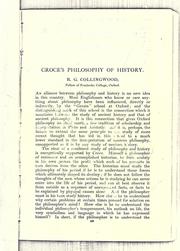 Cover of Croce's philosophy of history by R. G. Collingwood