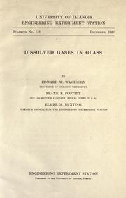Front cover of Dissolved gases in glass by Edward W. Washburn