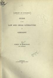 Front cover of Guide to the law and legal literature of Germany by Borchard, Edwin Montefiore