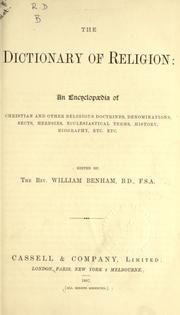 Front cover of The dictionary of religion by William Benham