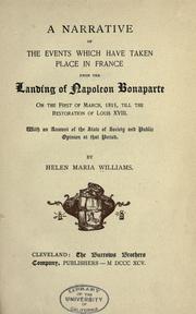 Cover of A narrative of the events which have taken place in France by Helen Maria Williams