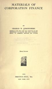 Front cover of Materials of corporation finance by Charles William Gerstenberg