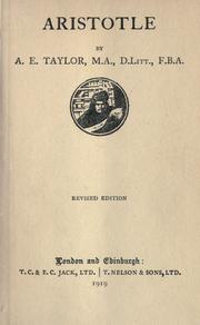 Cover of Aristotle by A. E. Taylor