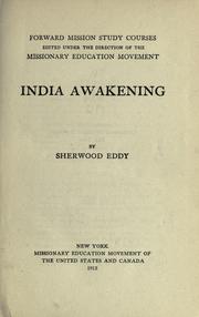 Cover of India awakening by Sherwood Eddy