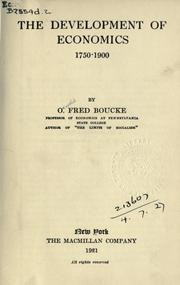 Front cover of The development of economics, 1750-1900 by Boucke, Oswald Fred.