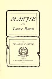 Cover of Marjie of the lower ranch by Frances Parker