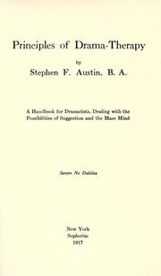 Front cover of Principles of drama-therapy by Stephen Finis Austin