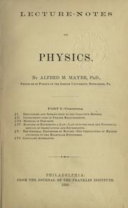 Cover of Lecture-notes on Physics: Pt. 1. by Alfred M. Mayer