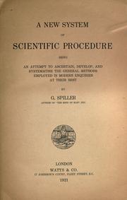 Cover of A new system of scientific procedure by Spiller, Gustav.
