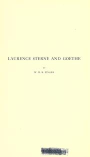 Front cover of Laurence Sterne and Goethe by Wilhelm Robert Richard Pinger
