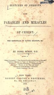 Cover of Sketches of sermons on the parables and miracles of Christ by Jabez Burns